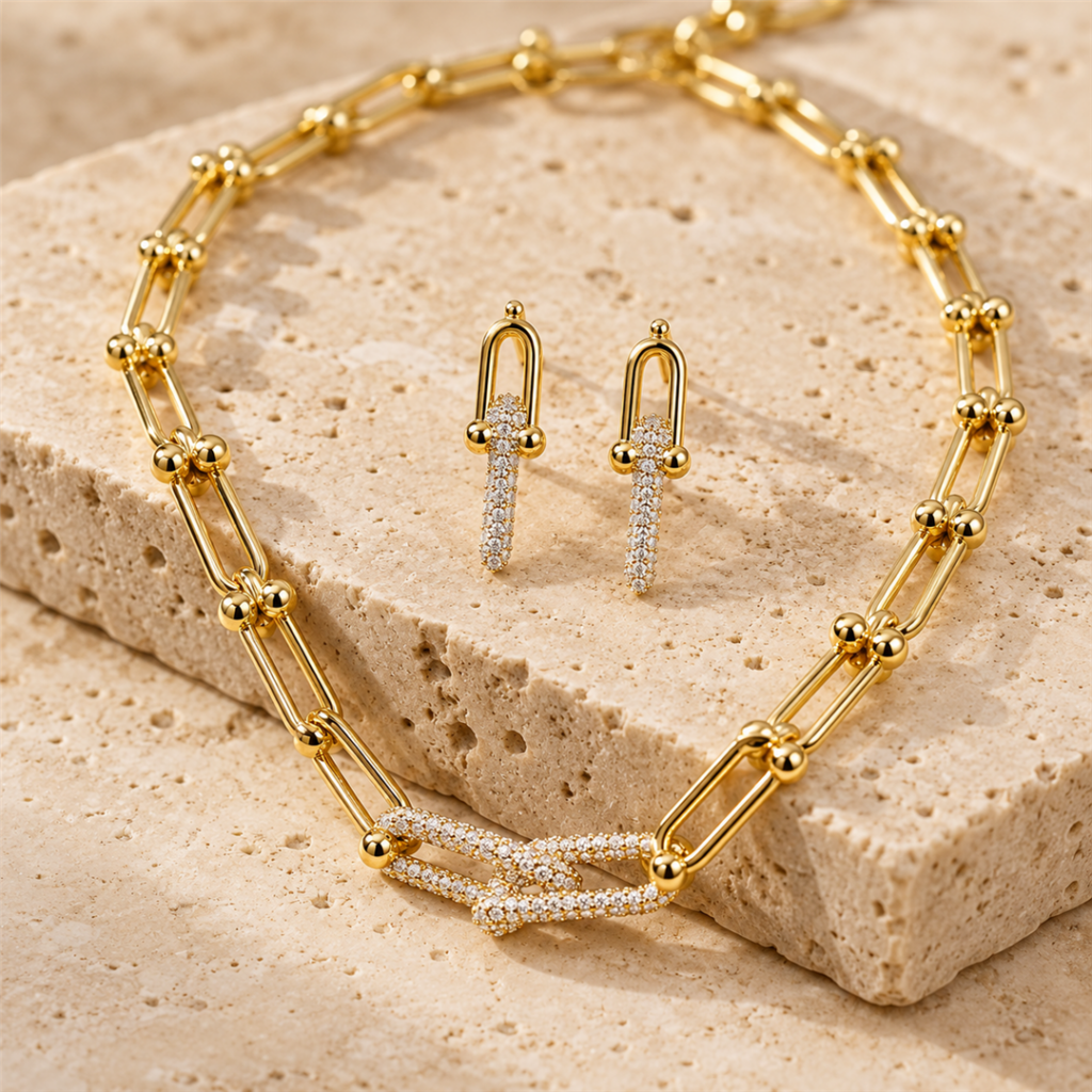 Crystal Link Necklace Set
