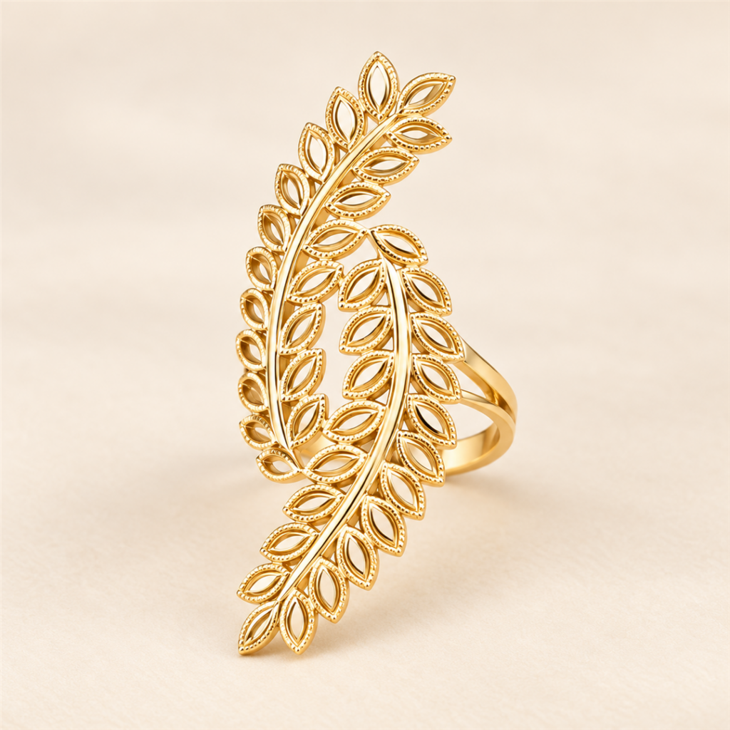 Model wearing Laurel Leaf Ring
