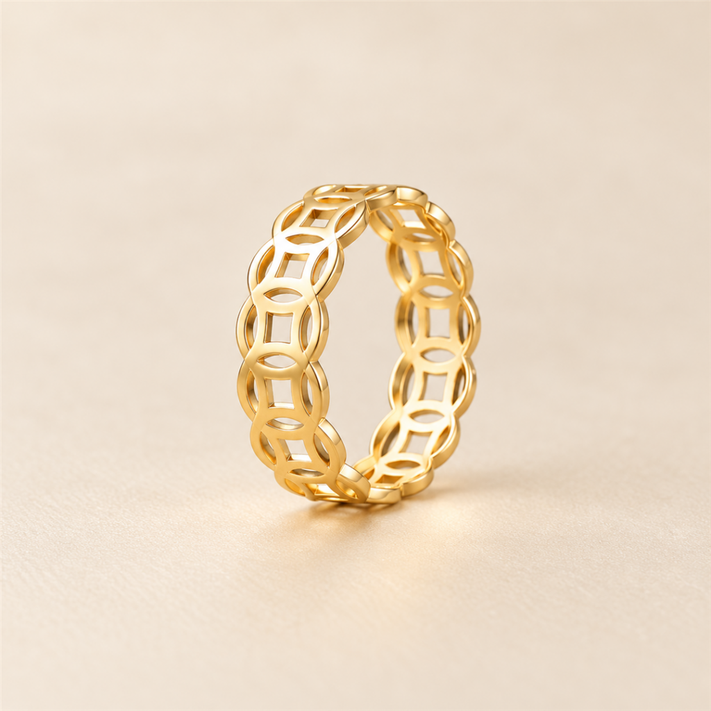 Model wearing Money Catcher Band Ring