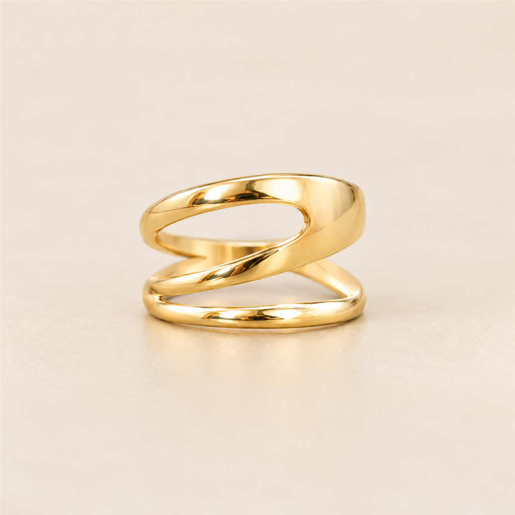 Model wearing Open Wave Ring