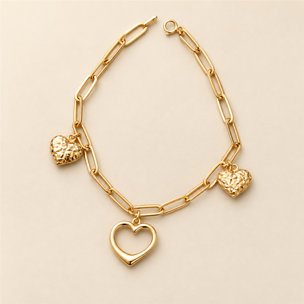 Model wearing Paperclip Heart Charm Bracelet