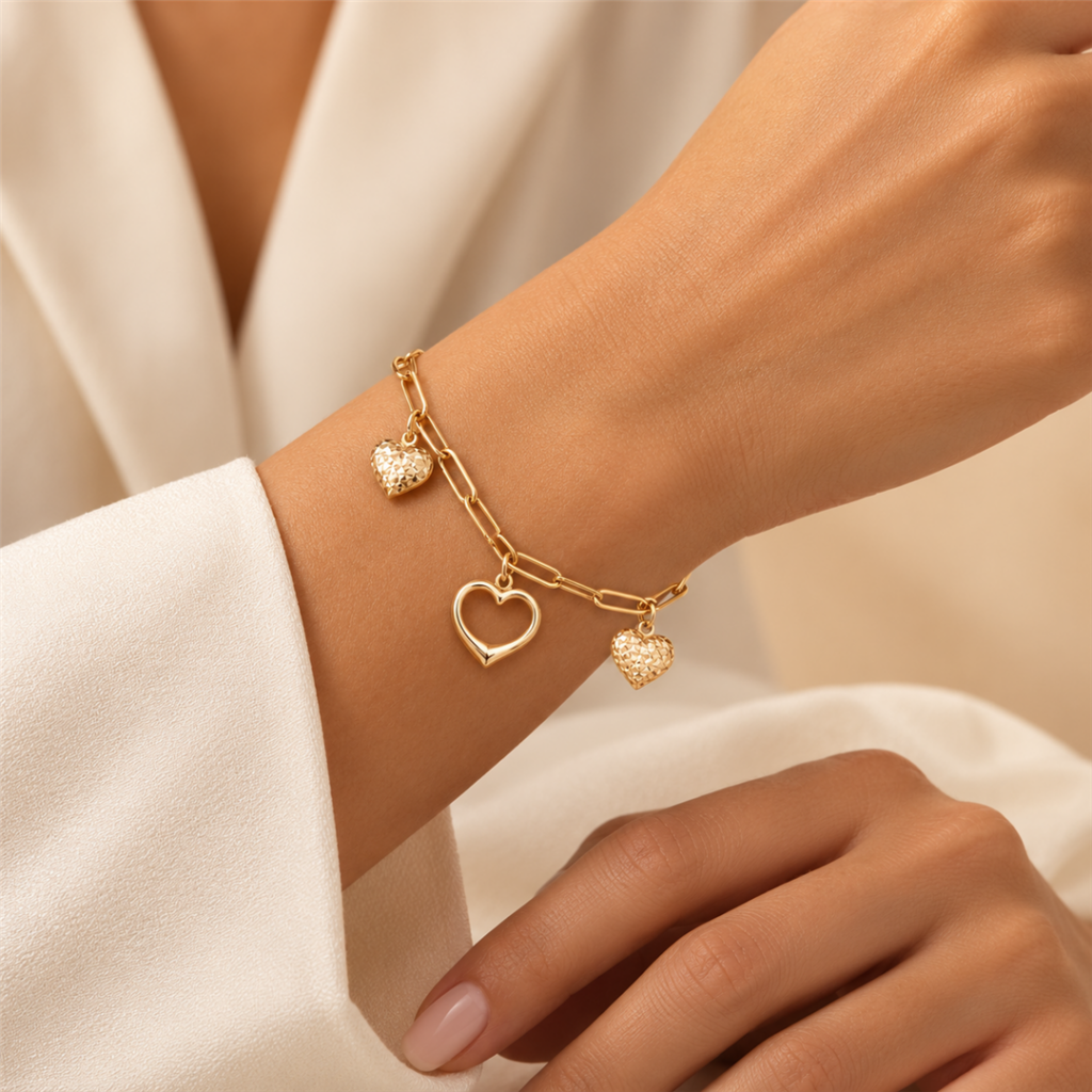 Paperclip Heart Charm Bracelet